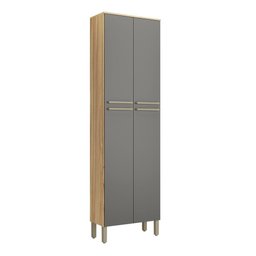 Paneleiro Duplo para Cozinha com 4 Portas 100% Mdf Napoli Prime Rio Doce Amendoa/chumbo - 1