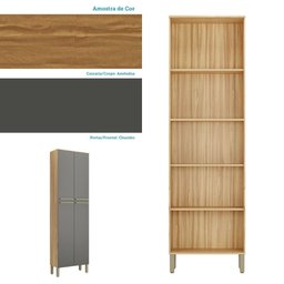 Paneleiro Duplo para Cozinha com 4 Portas 100% Mdf Napoli Prime Rio Doce Amendoa/chumbo - 4