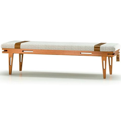 Banco Los Recamier Ozki 181 Cm Madeira Eucalipto Cedro Tecido Cinza