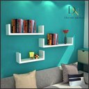 Ver imagem 2 de Kit 3 Prateleiras Modelo U, Nicho Porta Livros Decoração Para Sala Quarto Cozinha e Escritório.