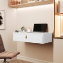 Ver imagem 1 de Penteadeira Suspensa Mesa Camarim Escrivaninha Multiuso 1 Gaveta Branco