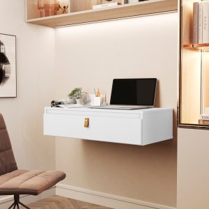 Penteadeira Suspensa Mesa Camarim Escrivaninha Multiuso 1 Gaveta Branco