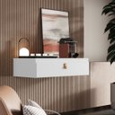 Ver imagem 3 de Penteadeira Suspensa Mesa Camarim Escrivaninha Multiuso 1 Gaveta Branco