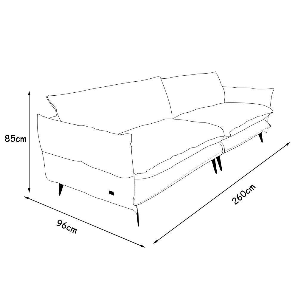 Sofá 4 Lugares Sala de Jantar 2,60cm América Couro Conhaque - Mozzelar - 2