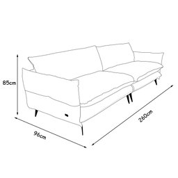 Sofá 4 Lugares Sala de Jantar 2,60cm América Couro Conhaque - Mozzelar - 2