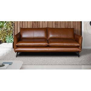 Sofá 4 Lugares Sala de Jantar 2,60cm América Couro Conhaque - Mozzelar