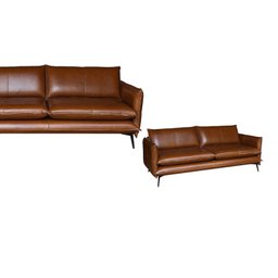 Sofá 4 Lugares Sala de Jantar 2,60cm América Couro Conhaque - Mozzelar - 6