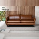 Ver imagem 2 de Sofá Decorativo Sala de Estar América 4 Lugares 260cm Couro Conhaque - Mozzelar