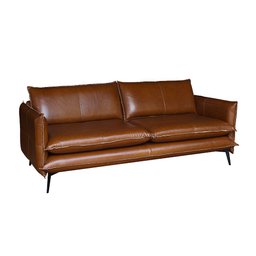 Sofá Decorativo Sala de Estar América 4 Lugares 260cm Couro Conhaque - Mozzelar - 1