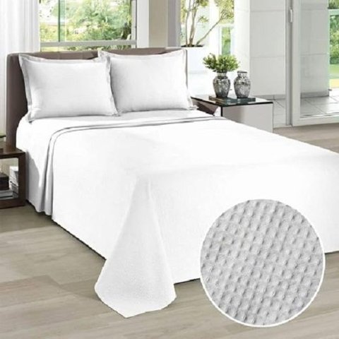 Kit Colcha Piquet Liso Dohler Casal Branco