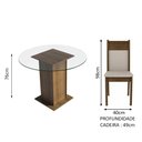 Ver imagem 4 de Conjunto Sala de Jantar Madesa Beta Mesa Tampo de Vidro Redondo 4 Cadeiras Rustic/Crema/Bege Cor:Rus