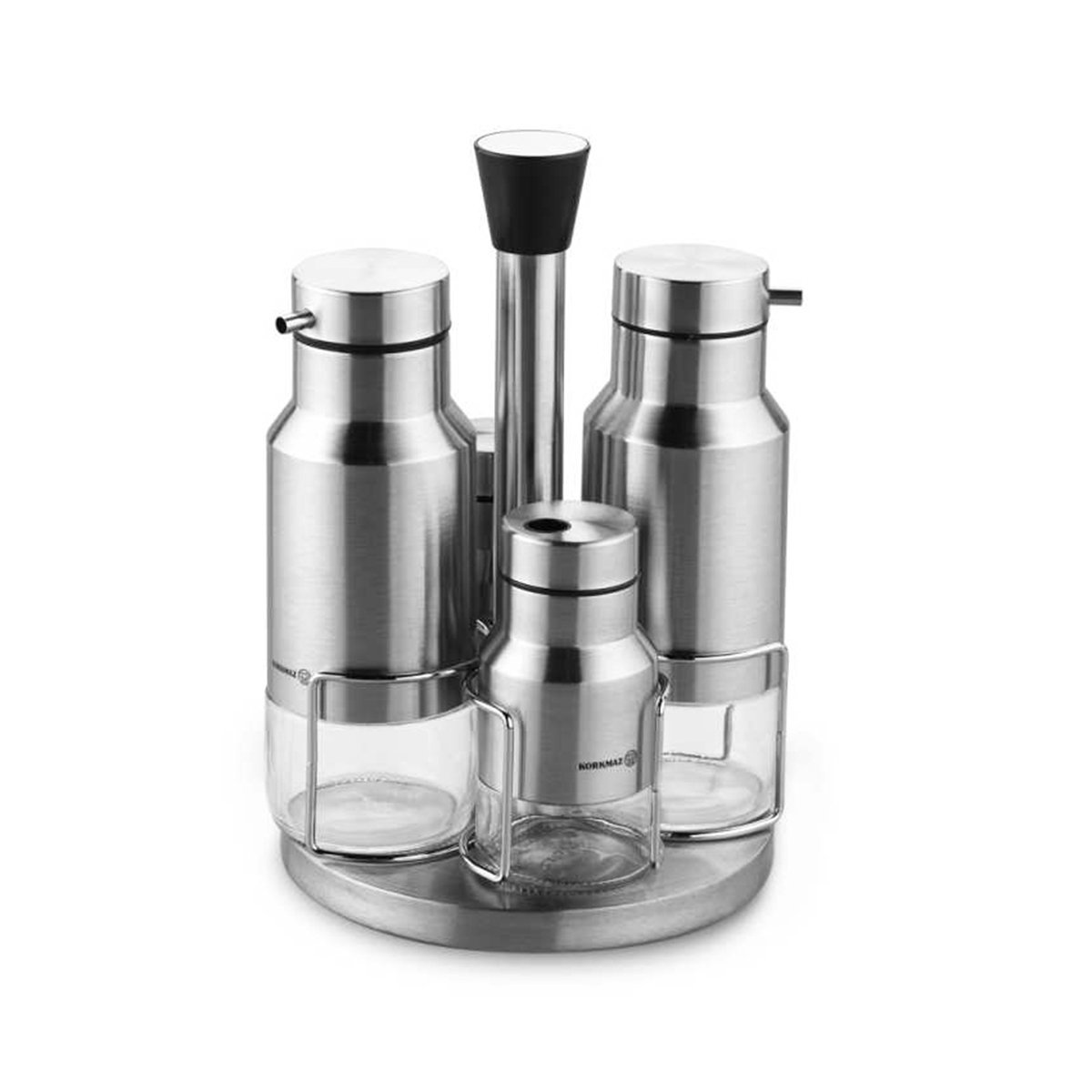 KIT GALHETEIRO DE VIDRO INOX 4 PCS | MadeiraMadeira