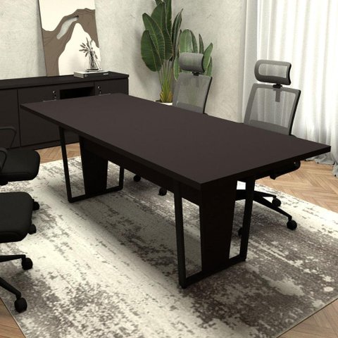 Mesa de Reunião Escritório Pés Metal 200cm F5 Office