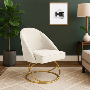 Cadeira Poltrona Lua Bouclê Base Luxo:bege