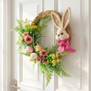 Ver imagem 1 de Guirlanda de Páscoa Decoração Coelho Rosa Arranjo Ovos 30cm