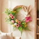 Ver imagem 3 de Guirlanda de Páscoa Decoração Coelho Rosa Arranjo Ovos 30cm
