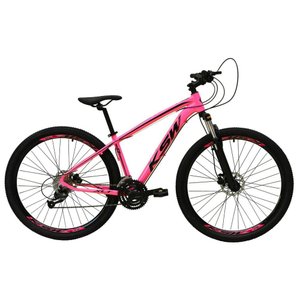 Bicicleta Aro 29 27v Freio Hidráulico K7 Rosa Preto Tam. 17