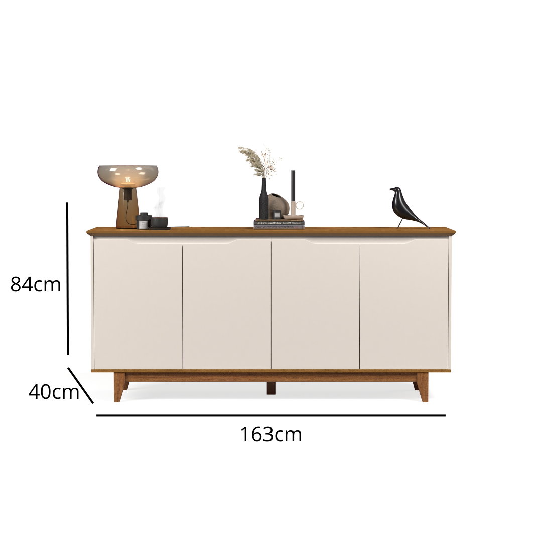 Buffet Aparador Off / Freijó para Sala de Jantar 4 Portas Pés em Madeira Maciça - 3