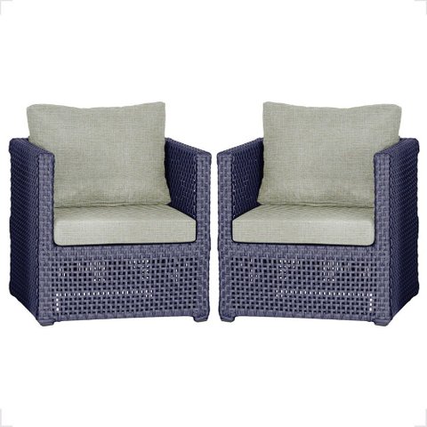 2 Poltronas Madri Alumínio Corda Náutica Estofado 3 Trama Original