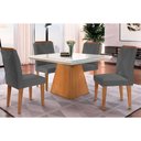Ver imagem 1 de Conjunto: Mesa Sala Jantar Luna C/ Tampo Madeirado C/ Vidro Canto Curvo 90x90cm e 4 Cadeiras Amsterd