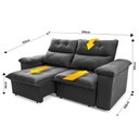 Ver imagem 3 de Sofá Retrátil/reclinável Verona 2,00m Suede Velut Cinza C/ Molas no Assento - King House