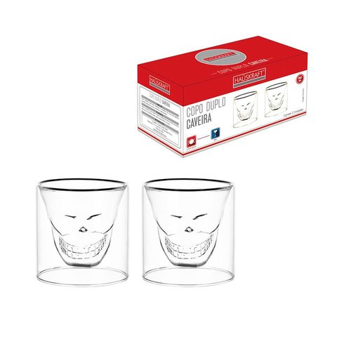 Copo Duplo Caveira 90Ml 2 Peças Hauskraft