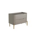 Ver imagem 2 de Mesa de Cabeceira Bend 2 Gavetas MDF Laqueado Grigio com Dourado Casa Lar Shop