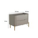 Ver imagem 3 de Mesa de Cabeceira Bend 2 Gavetas MDF Laqueado Grigio com Dourado Casa Lar Shop