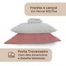Lençol 400 Fios 3 Pçs + 2 Porta Travesseiro Percal Queen Cor:branco e Salmão - 6
