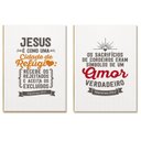 Ver imagem 1 de Kit 2 Placas MDF Religioso Frases Fé Esperança Amor A4 FE10