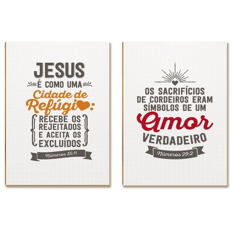 Kit 2 Placas MDF Religioso Frases Fé Esperança Amor A4 FE10