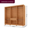 Ver imagem 3 de Guarda-Roupa Casal 100% MDF 3 Portas de Correr 2 Gavetas com Pés e Espelho Chile Marrom/Marromle