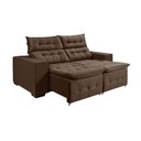 Ver imagem 2 de Kit Sofá Bari Retrátil Reclinável 1,90m Pillow + Poltrona Florença Espuma Premium - Marrom Veludo