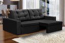 Ver imagem 1 de Sofá Retrátil 2 Lugares 1,80m Lia Suede Preto Madelina Decor