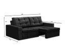 Ver imagem 3 de Sofá Retrátil 2 Lugares 1,80m Lia Suede Preto Madelina Decor