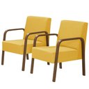 Ver imagem 1 de Kit 2 Poltronas 1 Lugar Jade Braço Madeira Amarelo