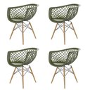 Ver imagem 1 de Kit com 4 Cadeiras Web com Pés de Madeira Verde Militar