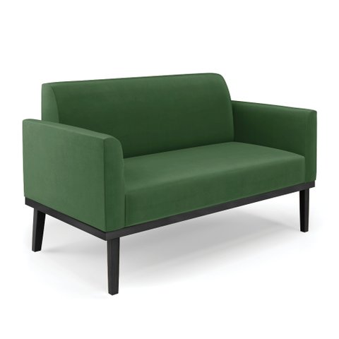 Poltrona Namoradeira Decorativa Isabella Pés Fixo em Madeira Preto Suede Verde G19 - Gran Belo