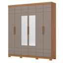 Ver imagem 1 de Guarda Roupa Casal 6 Portas com 2 Espelhos 2 Gavetas Flora D215 Cinamomo Avelã - Henn