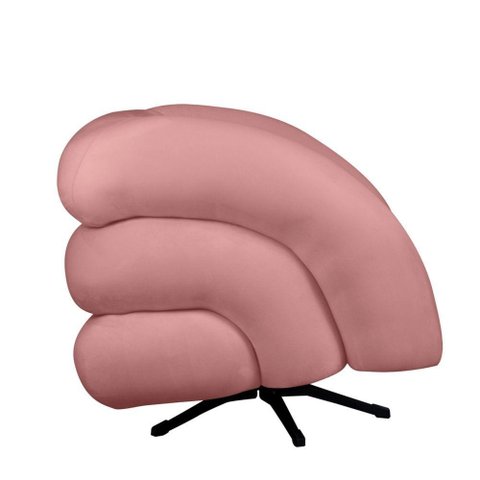 Poltrona Decorativa Micheli Base Giratória e Balanço Veludo Cor Rosa