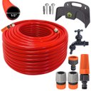 Ver imagem 1 de Mangueira Jardim 25m + Esguicho C/ Jato Regulável + Engate Rápido 1/2" + Bico Torneira + Torneira +