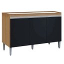 Ver imagem 1 de Balcão Gabinete para Cozinha Manu 120cm 3 Portas:amêndoa/preto