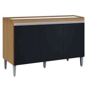 Balcão Gabinete para Cozinha Manu 120cm 3 Portas:amêndoa/preto