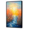 Quadro Decorativo Abstrato Canvas com Moldura Filete Flores Lago Peixes Gg - 2