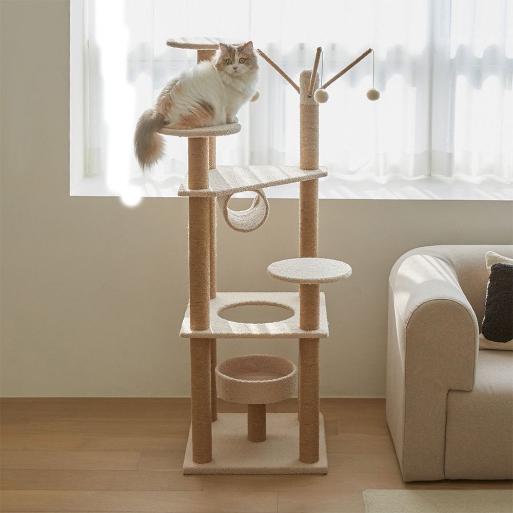 Arranhador de Gato Felino Torre 5 Andares Pet Tunel Brinquedo Escalada Animal de Estimaçao Aconchega - 2