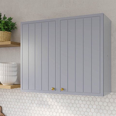 Armário Aéreo Planejado 2 Portas 80cm Marselha CabeCasa MadeiraOriginals Azul/Sereno