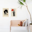 Ver imagem 2 de Kit 2 Quadros Charlie Chaplin Vintage - Romântico 24x18cm:madeira Preta