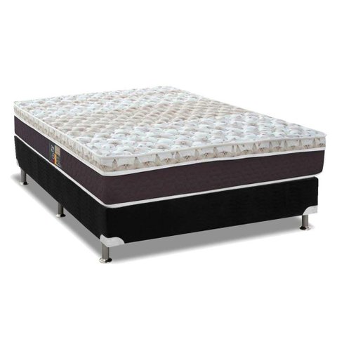 Cama Box Casal: Colchão Molas Ensacadas Castor Pocket Class Híbrido + Base Crc Suede Black(138x188