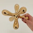 Ver imagem 5 de Adorno Decorativo de Metal Dourado 19x19x19cm Enfeite Mesa Estante Sala Aparador