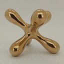 Ver imagem 3 de Adorno Decorativo de Metal Dourado 19x19x19cm Enfeite Mesa Estante Sala Aparador